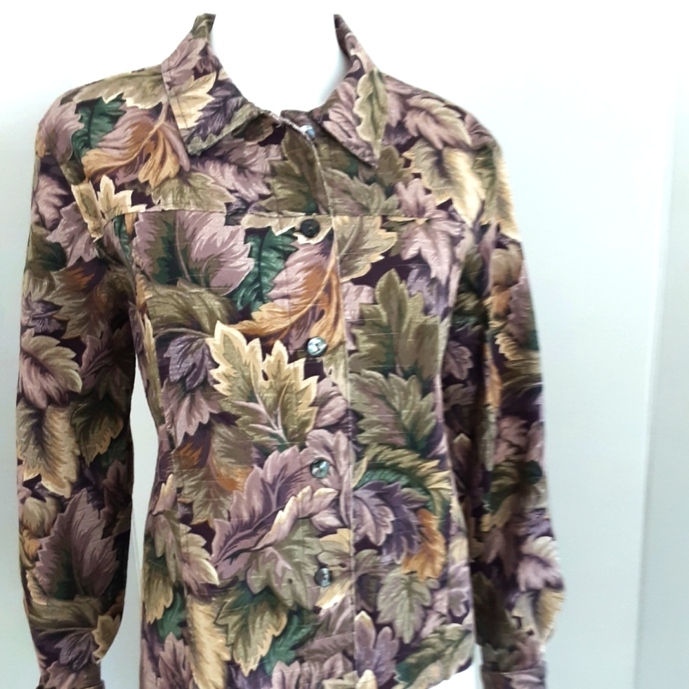 COLDWATER CREEK 100% COTTON PURPLE LEAF JACKET SZ LP - NWT